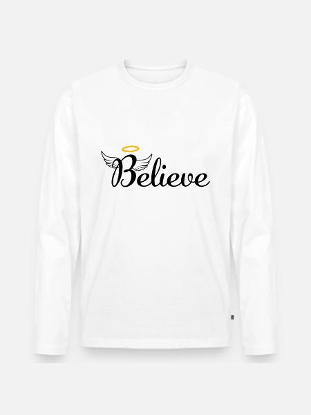 I believe in Angels - Männer Premium Bio Langarmshirt - Weiß