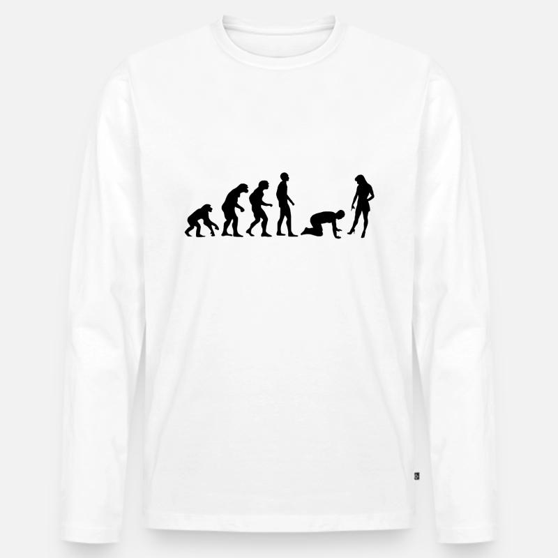 Evolution Mann - Männer Premium Bio Langarmshirt - Weiß