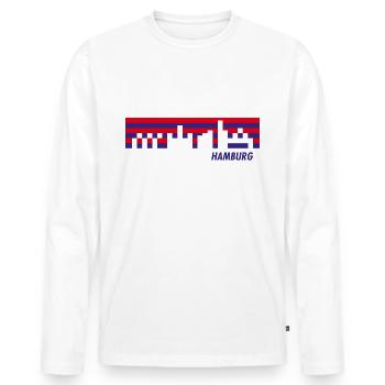 Hamburg Skyline in Pixel - Männer Premium Bio Langarmshirt - Weiß - Vorne - Nico (187cm)