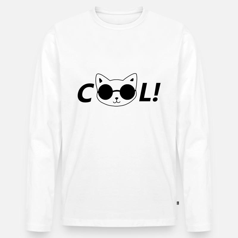 Coole Katze - Männer Premium Bio Langarmshirt - Weiß