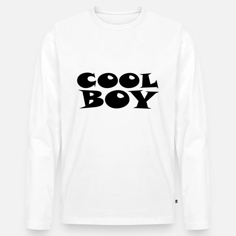 Cool Boy - Coole Junge - Männer Premium Bio Langarmshirt - Weiß