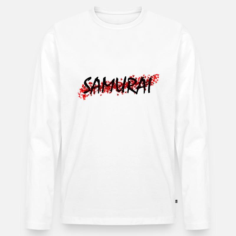 Samurai - Männer Premium Bio Langarmshirt - Weiß