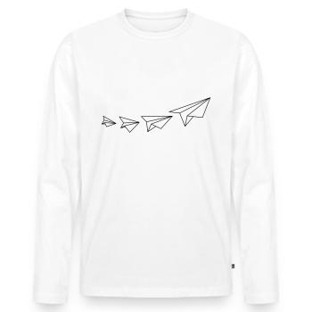 Papierflieger - Männer Premium Bio Langarmshirt - Weiß - Vorne - Nico (187cm)
