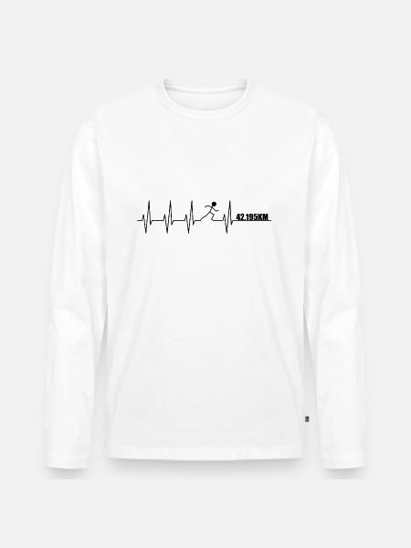 Heartbeat Runner Marathon - Männer Premium Bio Langarmshirt - Weiß