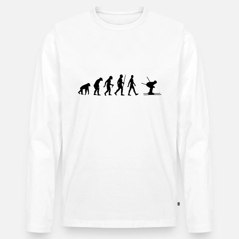 Evolution - Ski fahren, Skifahren, Wintersport - Männer Premium Bio Langarmshirt - Weiß