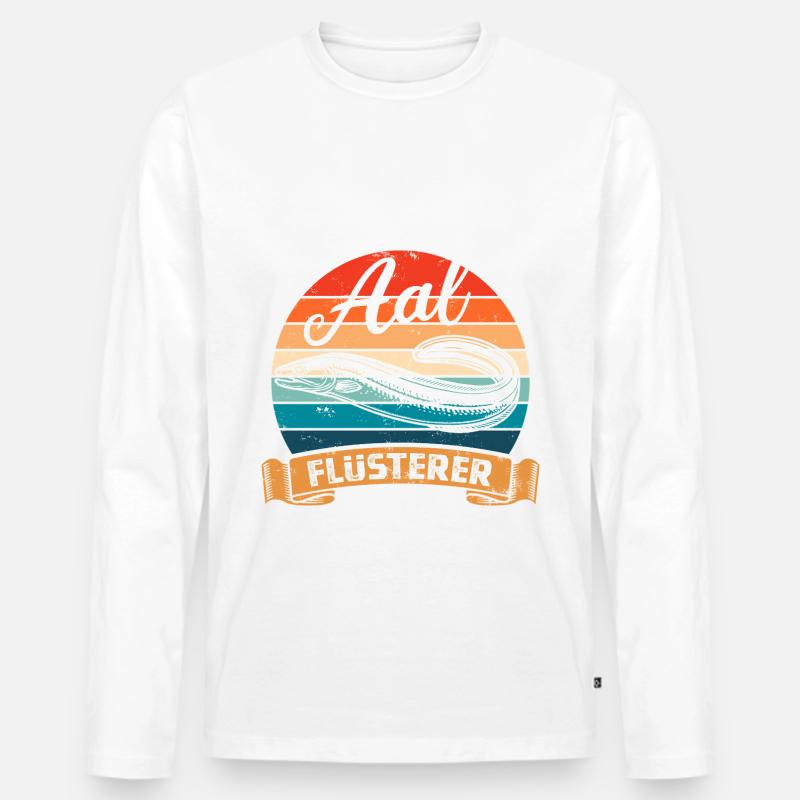 Aal Flüsterer - Fisch - Angler Geschenk - Männer Premium Bio Langarmshirt - Weiß
