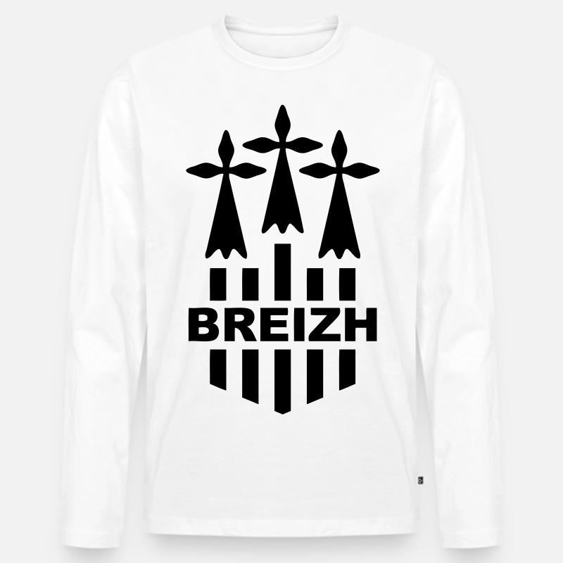 Breizh logo 2 - Männer Premium Bio Langarmshirt - Weiß
