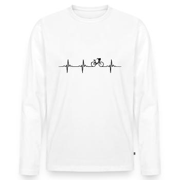 Cadeau de voyage vélo vélo coeur Hollandrad - T-shirt manches longues Premium bio Homme - blanc - Devant - Nico (187cm)