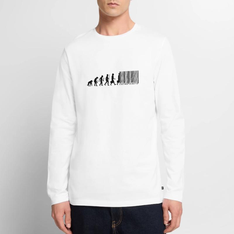 Evolution Code à barres Numérisation T-shirt manches longues Premium bio Homme