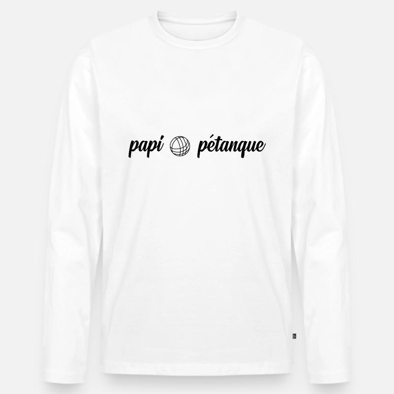 Papi Petanque - Männer Premium Bio Langarmshirt - Weiß