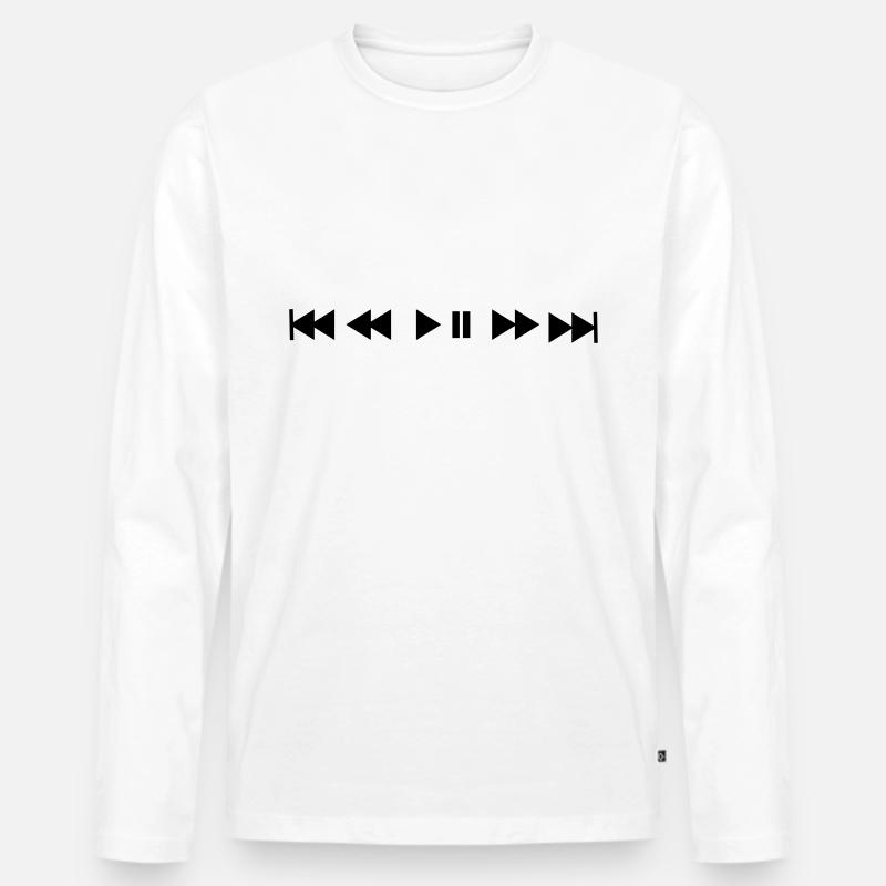Music Player Buttons - Männer Premium Bio Langarmshirt - Weiß
