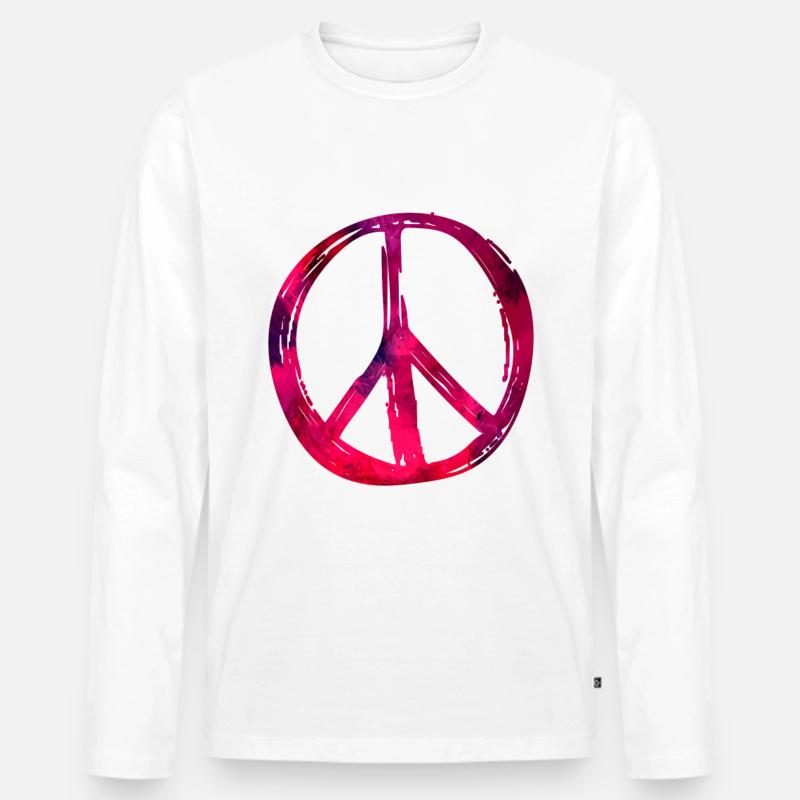 Peace - Männer Premium Bio Langarmshirt - Weiß
