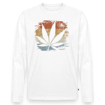 Cannabis - Hanf - Kiffen legal - Retro - Männer Premium Bio Langarmshirt - Weiß - Vorne - Nico (187cm)