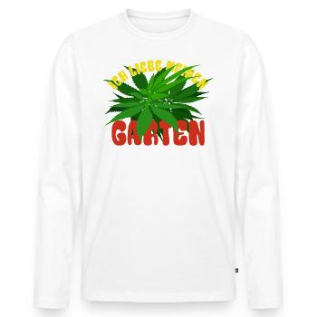 Ich liebe meinen Garten - Hanf - Cannabis legal - Männer Premium Bio Langarmshirt - Weiß - Vorne - Nico (187cm)