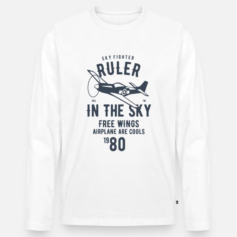 Ruler In The Sky - Männer Premium Bio Langarmshirt - Weiß
