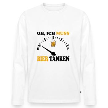Bier tanken / Alkohol Lustige Sprüche Saufen - Männer Premium Bio Langarmshirt - Weiß - Vorne - Nico (187cm)