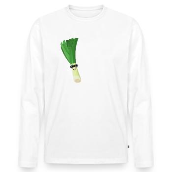 Lauch Mit Schlauch Fitness Lustiges Geschenk Dünn - Männer Premium Bio Langarmshirt - Weiß - Vorne - Nico (187cm)