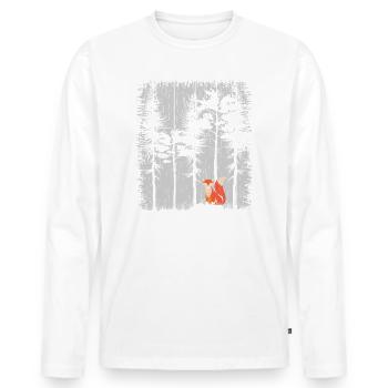 Renard dans la forêt rétro modèle vintage arbre forêt Funny - T-shirt manches longues Premium bio Homme - blanc - Devant - Nico (187cm)