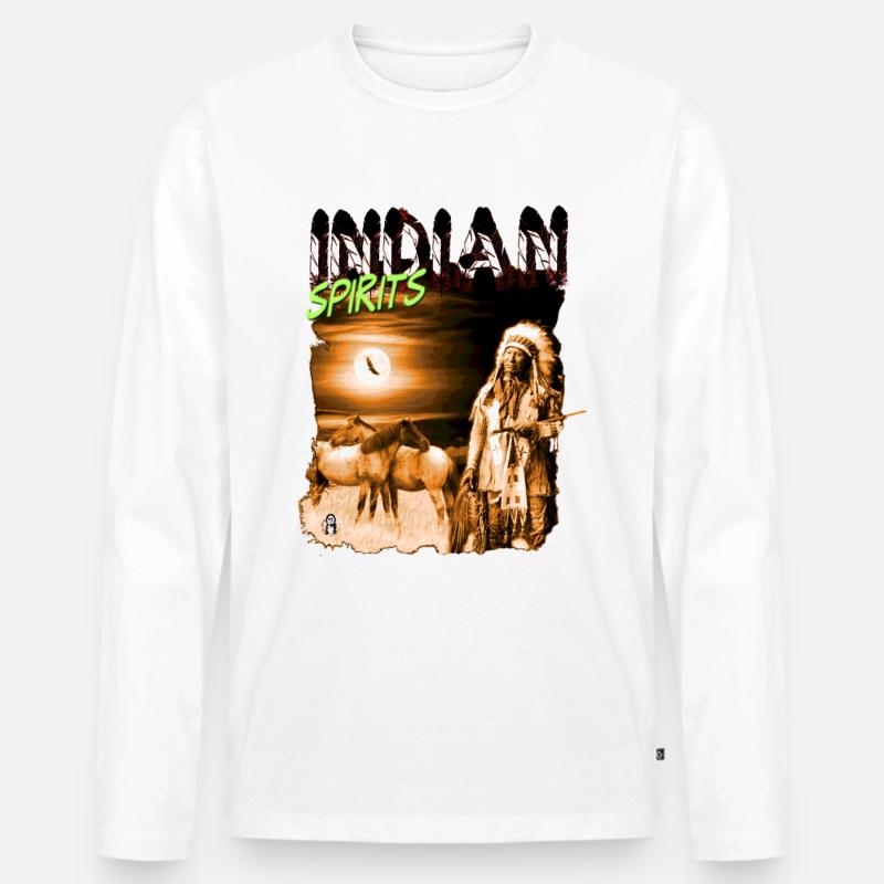 INDIAN SPIRITS 3 - Männer Premium Bio Langarmshirt - Weiß