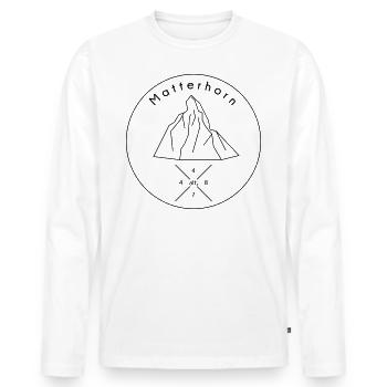 Logo de montagne du Cervin Zermatt - T-shirt manches longues Premium bio Homme - blanc - Devant - Nico (187cm)