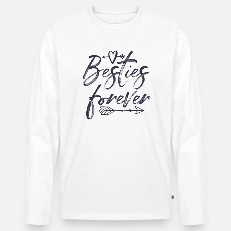 Besties forever - Männer Premium Bio Langarmshirt - Weiß