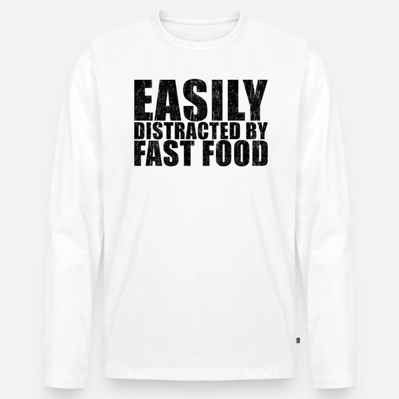 Fast Food Spruch - Männer Premium Bio Langarmshirt - Weiß