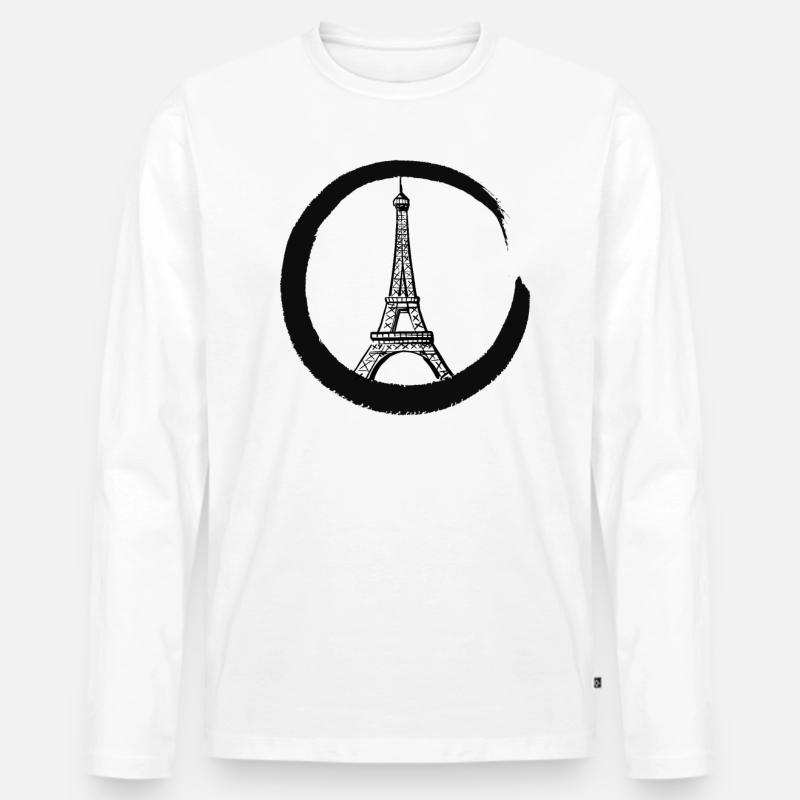 Paris Eifelturm - Männer Premium Bio Langarmshirt - Weiß