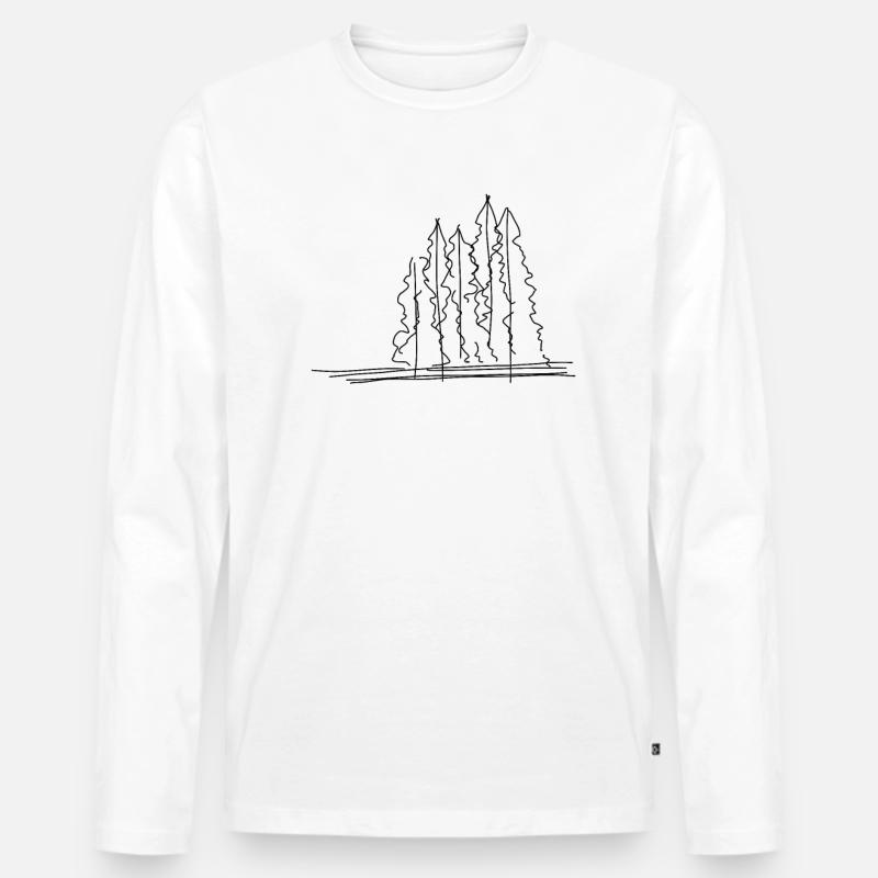 Baum Wald Lineart - Männer Premium Bio Langarmshirt - Weiß