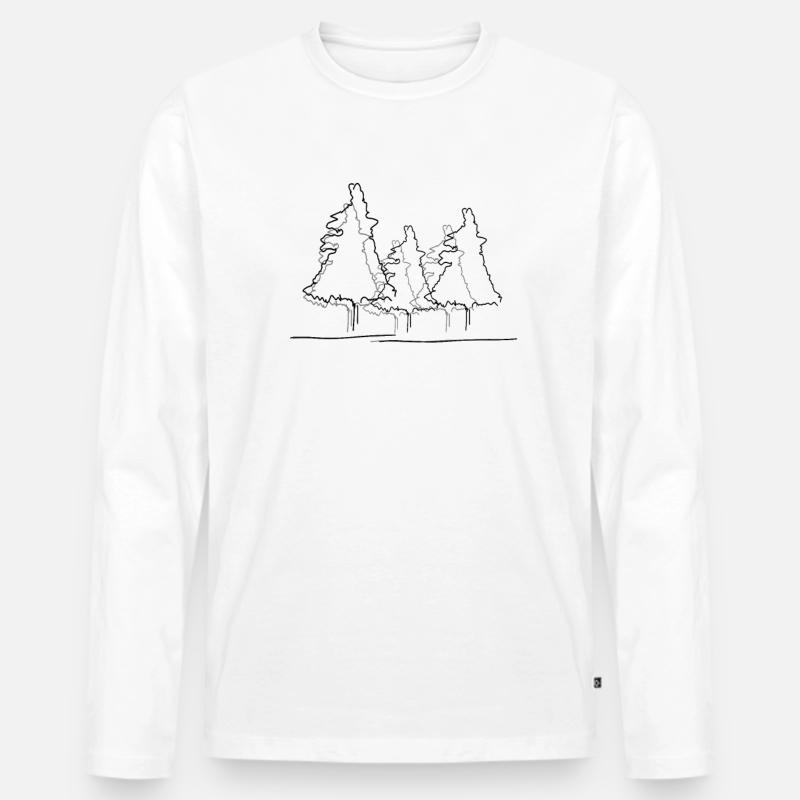 Baum Wald Lineart - Männer Premium Bio Langarmshirt - Weiß