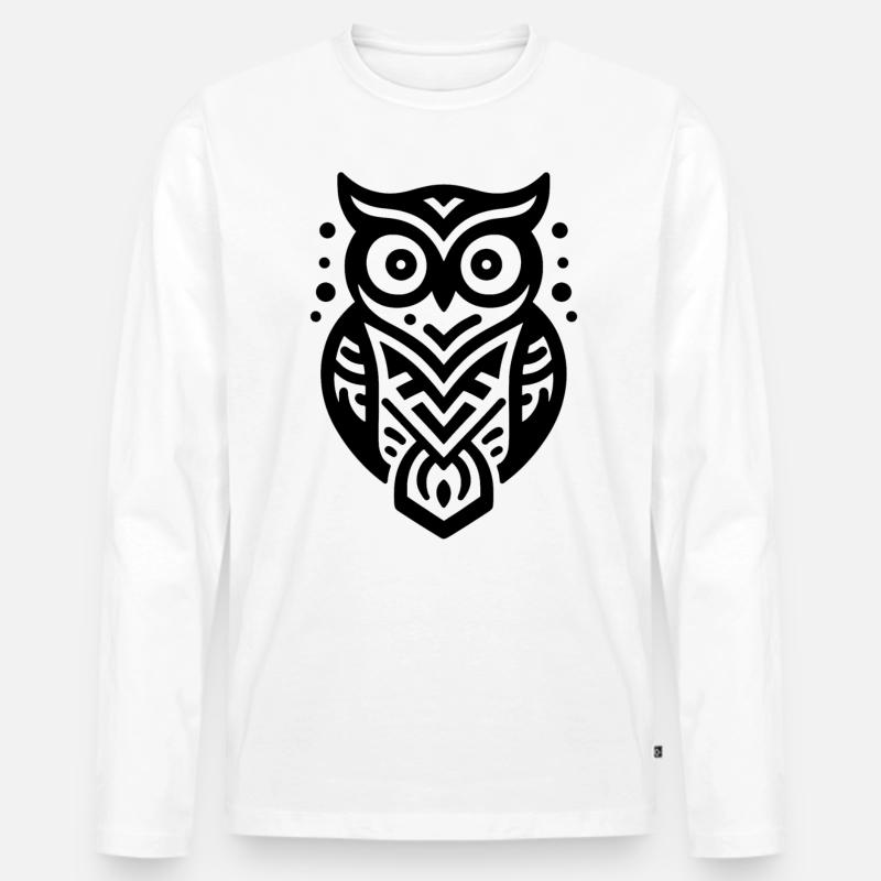 Eule Indianer Tierkreiszeichen - Männer Premium Bio Langarmshirt - Weiß