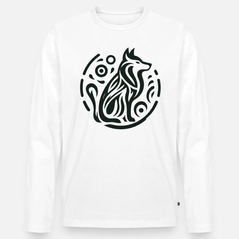 Wolve Indianer-Tierkreiszeichen - Männer Premium Bio Langarmshirt - Weiß