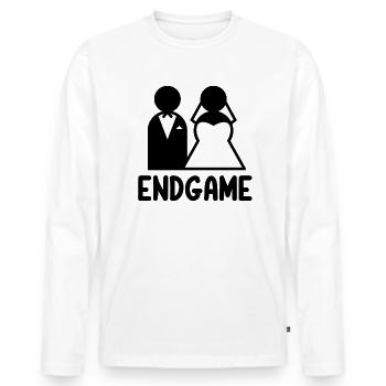 Mariage de fin de partie - T-shirt manches longues Premium bio Homme - blanc - Devant - Nico (187cm)