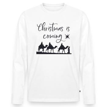 Noël arrive - T-shirt manches longues Premium bio Homme - blanc - Devant - Nico (187cm)