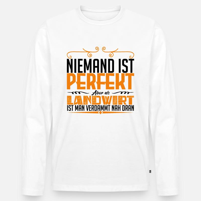 LANDWIRT - Brüste - Männer Premium Bio Langarmshirt - Weiß