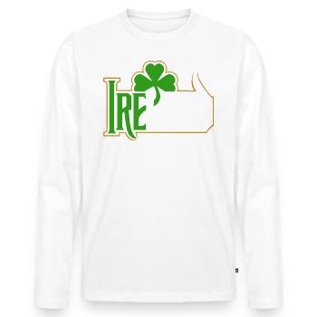 Irlande - Bonne Saint-Patrick - Shamrock - T-shirt manches longues Premium bio Homme - blanc - Devant - Nico (187cm)
