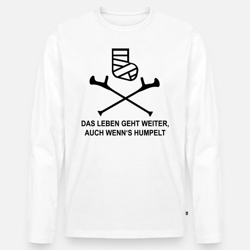 Gipsbein - Männer Premium Bio Langarmshirt - Weiß