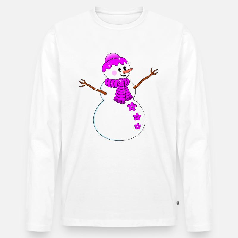 Schneemann Dame - Männer Premium Bio Langarmshirt - Weiß