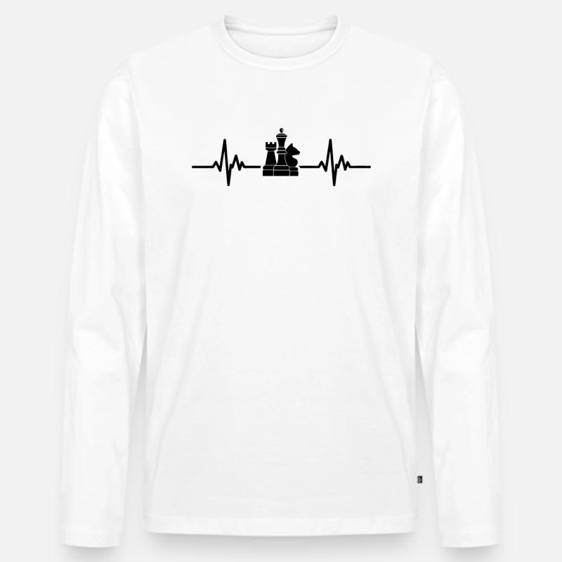 Herzfrequenz eines Schachspielers - Männer Premium Bio Langarmshirt - Weiß