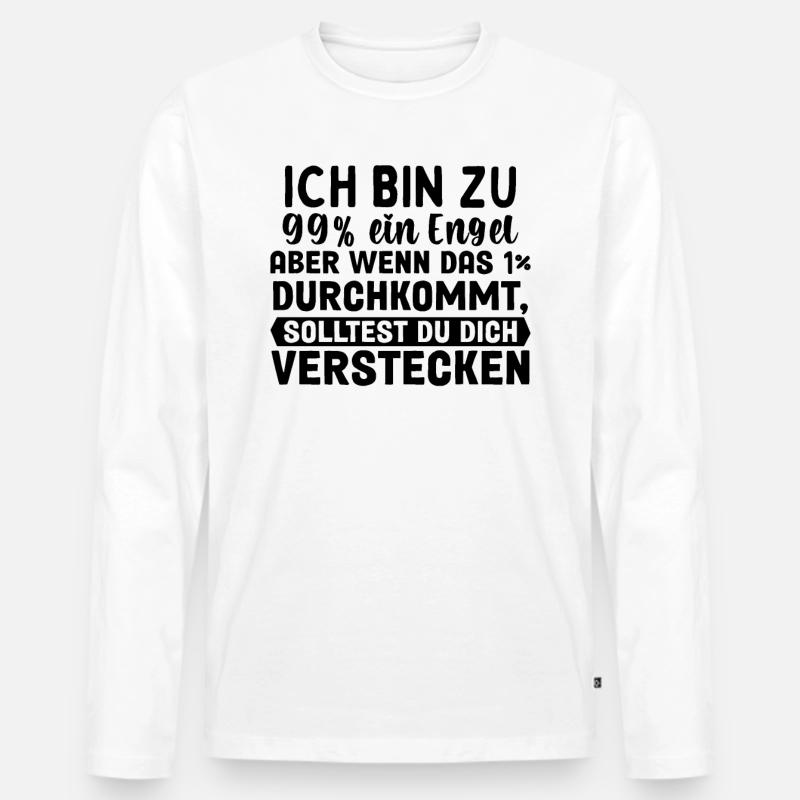 Ich Bin Fast Ein Engel - Männer Premium Bio Langarmshirt - Weiß