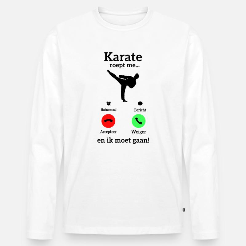 Karate Roept Me - Männer Premium Bio Langarmshirt - Weiß