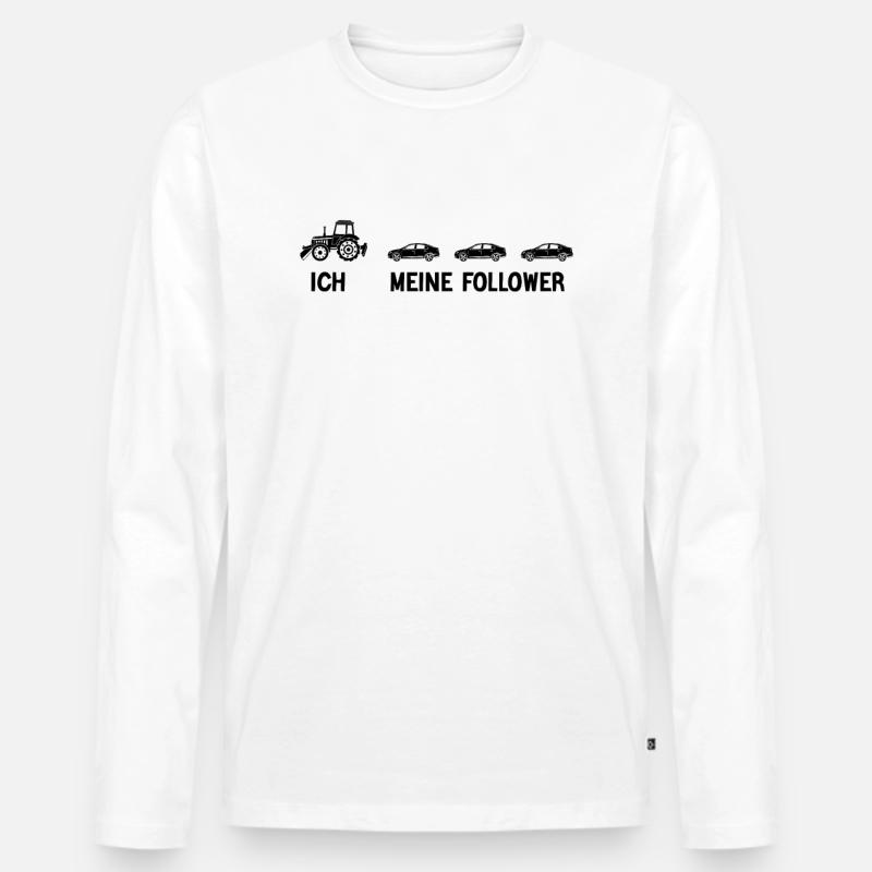 Grüne Lachender Bauer Traktor - Männer Premium Bio Langarmshirt - Weiß