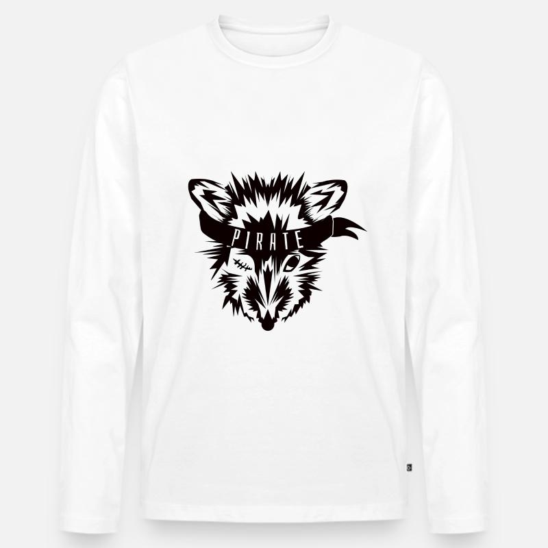 Fox Pirat - Männer Premium Bio Langarmshirt - Weiß