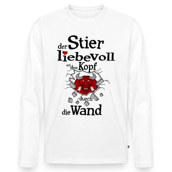 Sternzeichen Stier - Männer Premium Bio Langarmshirt - Weiß - Vorne - Nico (187cm)