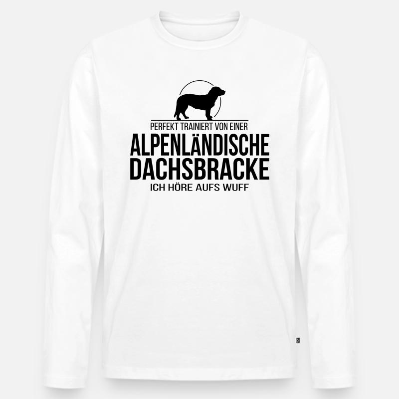 ALPENLÄNDISCHE DACHSBRACKE wuff - Männer Premium Bio Langarmshirt - Weiß