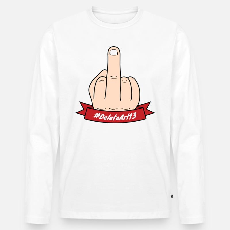 Delete Article 13 - Mittelfinger - #Art13 - Männer Premium Bio Langarmshirt - Weiß