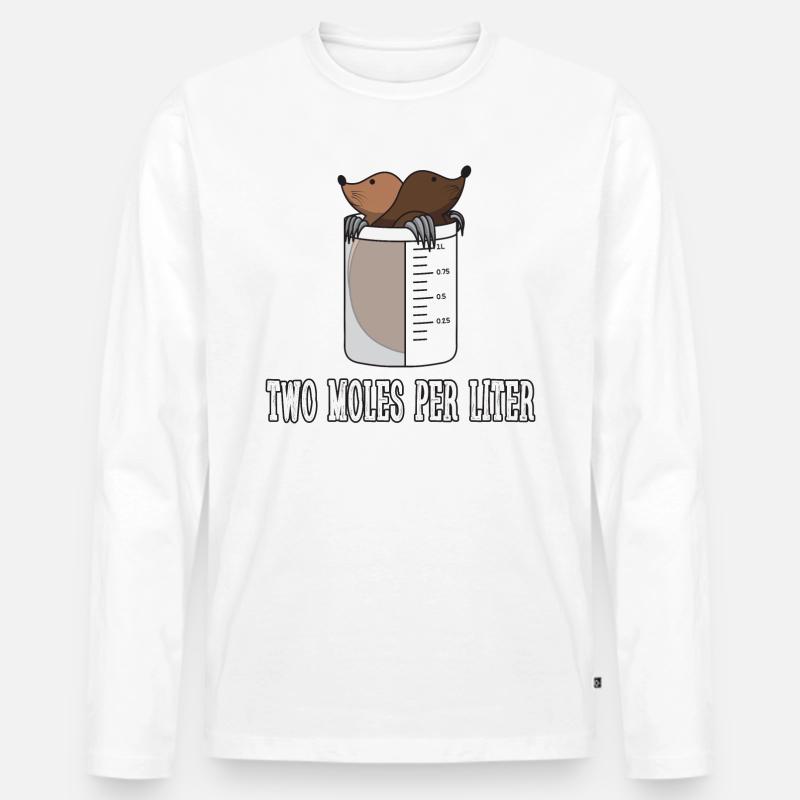 Zwei Mol pro Liter Geschenk - Männer Premium Bio Langarmshirt - Weiß