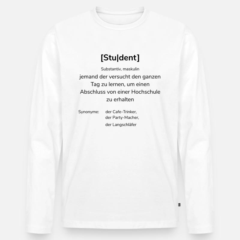 Student | Duden - Männer Premium Bio Langarmshirt - Weiß