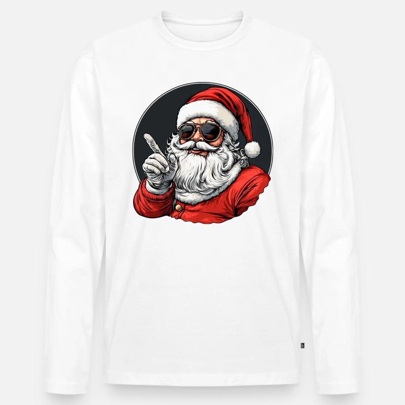 Cooler Weihnachtsmann - Männer Premium Bio Langarmshirt - Weiß