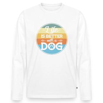 Patte de chien La vie est meilleure avec une patte de chien - T-shirt manches longues Premium bio Homme - blanc - Devant - Nico (187cm)