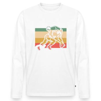 Vintage Murder Yoga Wrestler - Men's Premium Organic Long Sleeve Shirt - white - Front - Nico (187cm)